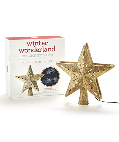 Giftcraft 667440 LED Gold Star Tree Topper Projector, 10-inch Height
