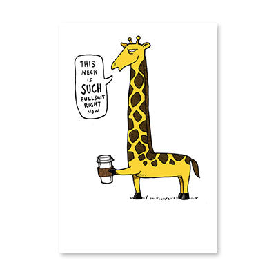 GIRAFFE NECK DRINKING COFFEE BIRTHDAY CARD BY RPG