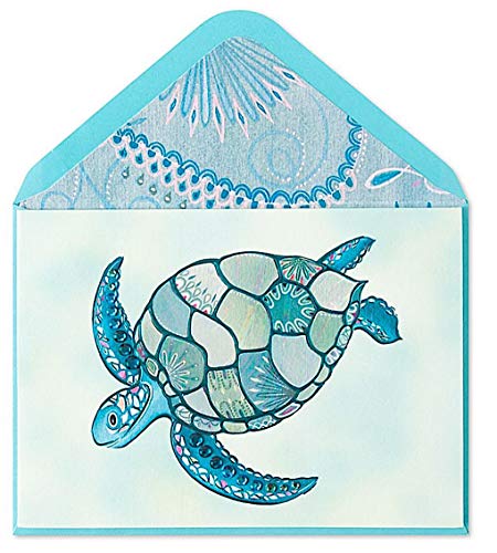 Papyrus Blank Card Mosaic Sea Turtle with Gems, 1EA