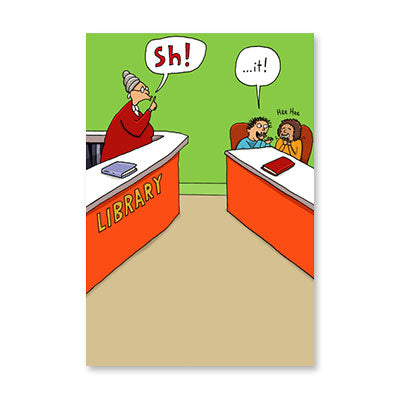 KIDS IN LIBRARY BIRTHDAY CARD BY RPG