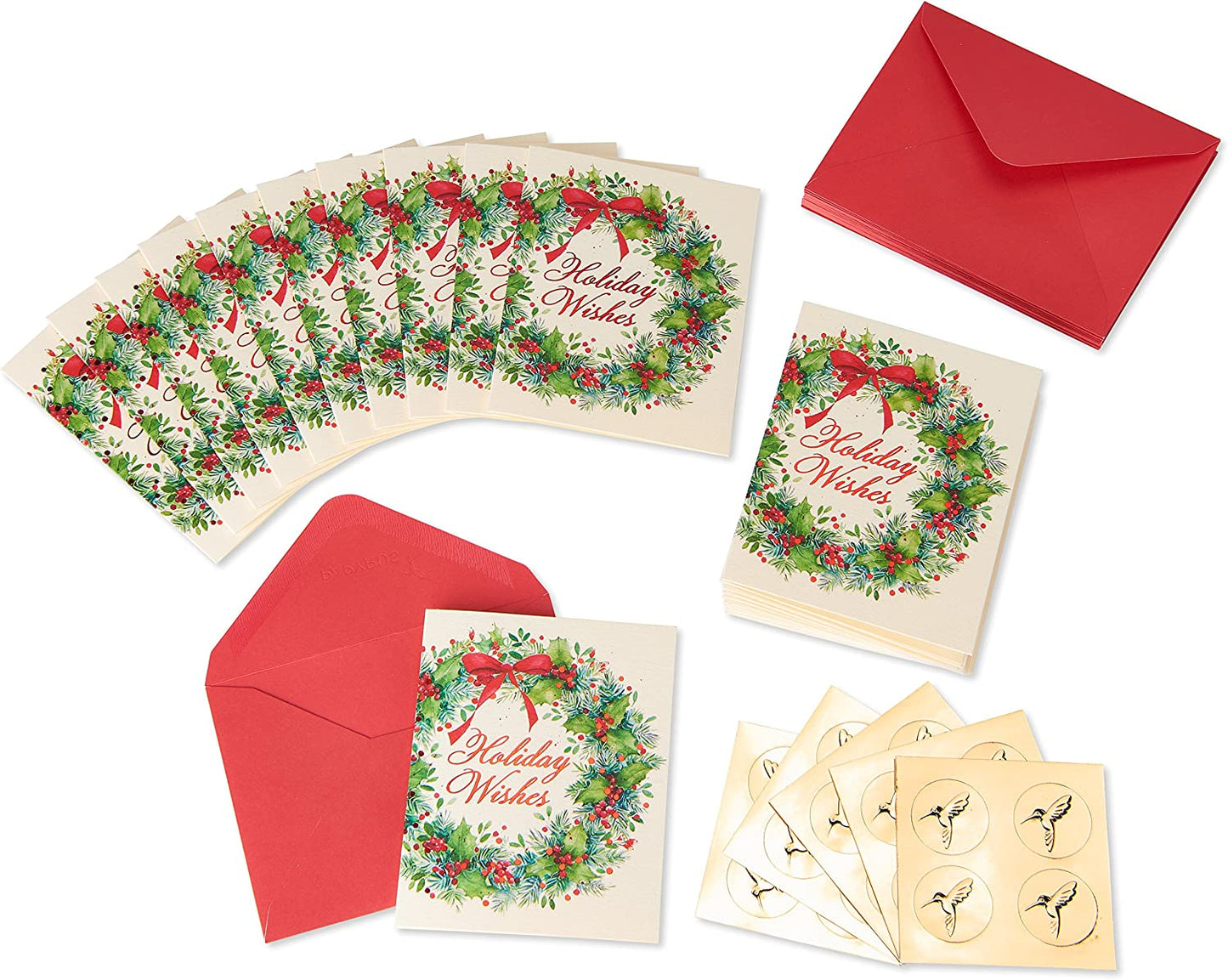 Papyrus Christmas Cards Boxed with Envelopes, Wonderful Holiday, Wreath (20-Count)
