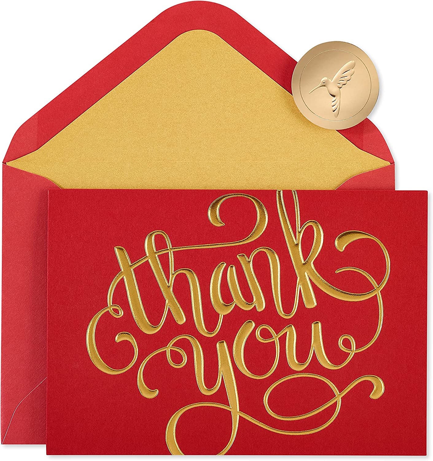 Papyrus Blank Holiday Thank You Cards Boxed with Envelopes, Blank Red and Gold (12-Count)