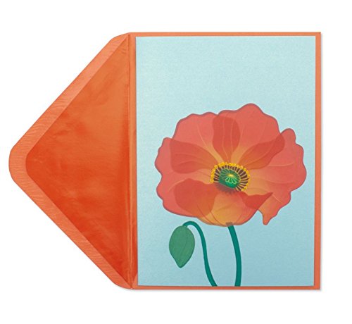 Papyrus Poppy on Blue Blank Everyday Card