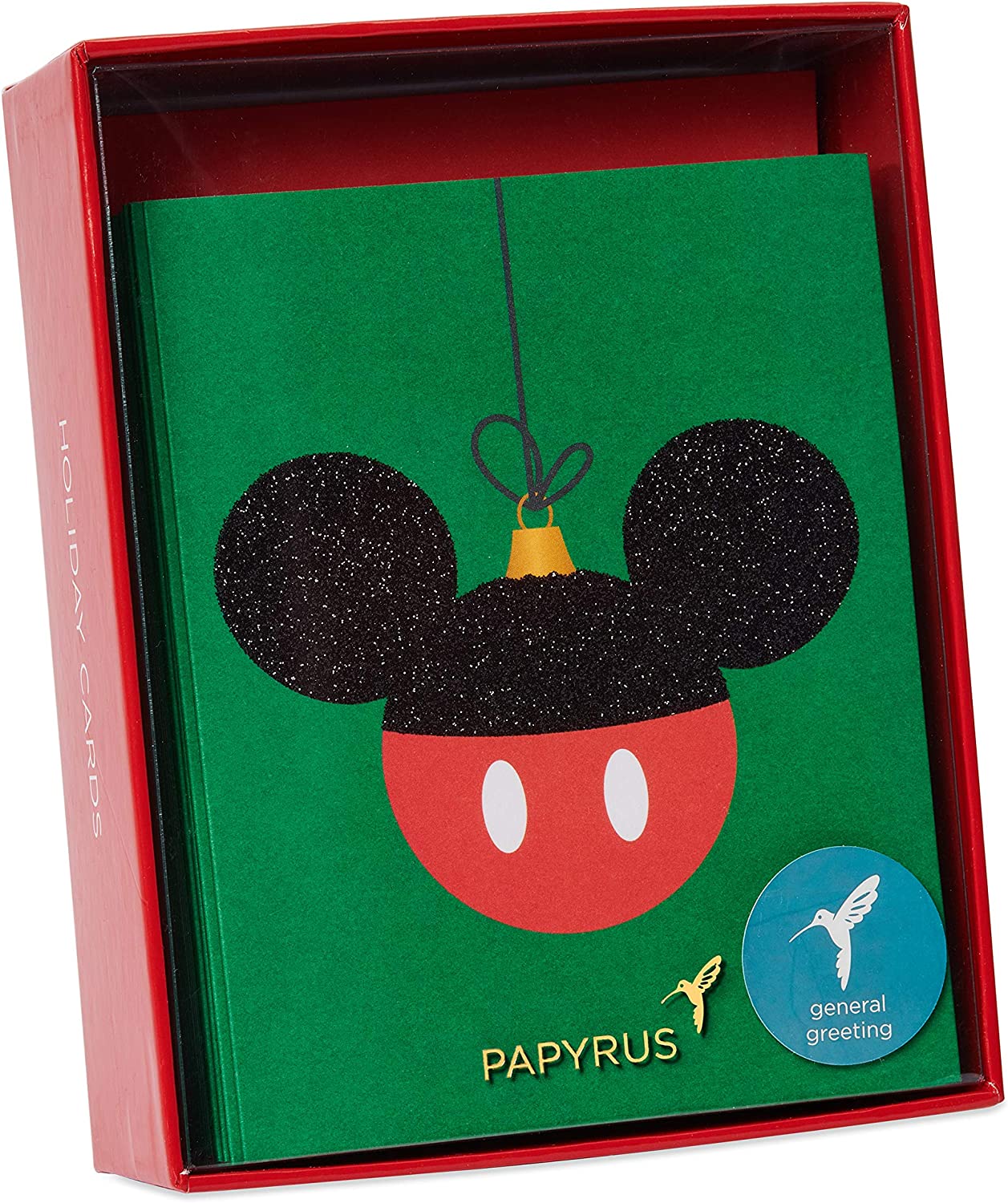 Papyrus Disney Christmas Cards Boxed with Envelopes, Happiest and Merriest, Mickey Mouse Ornament (20-Count)