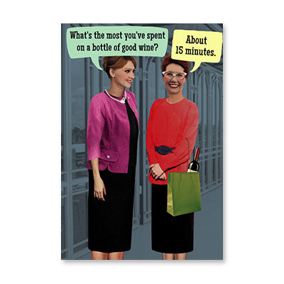 TWO WOMEN MOST SPENT WINE BIRTHDAY CARD BY RPG