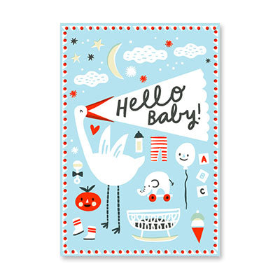 STORK HELLO BABY BOY BABY CARD BY RPG