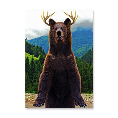 BEAR WITH ANTLERS BIRTHDAY CARD BY RPG