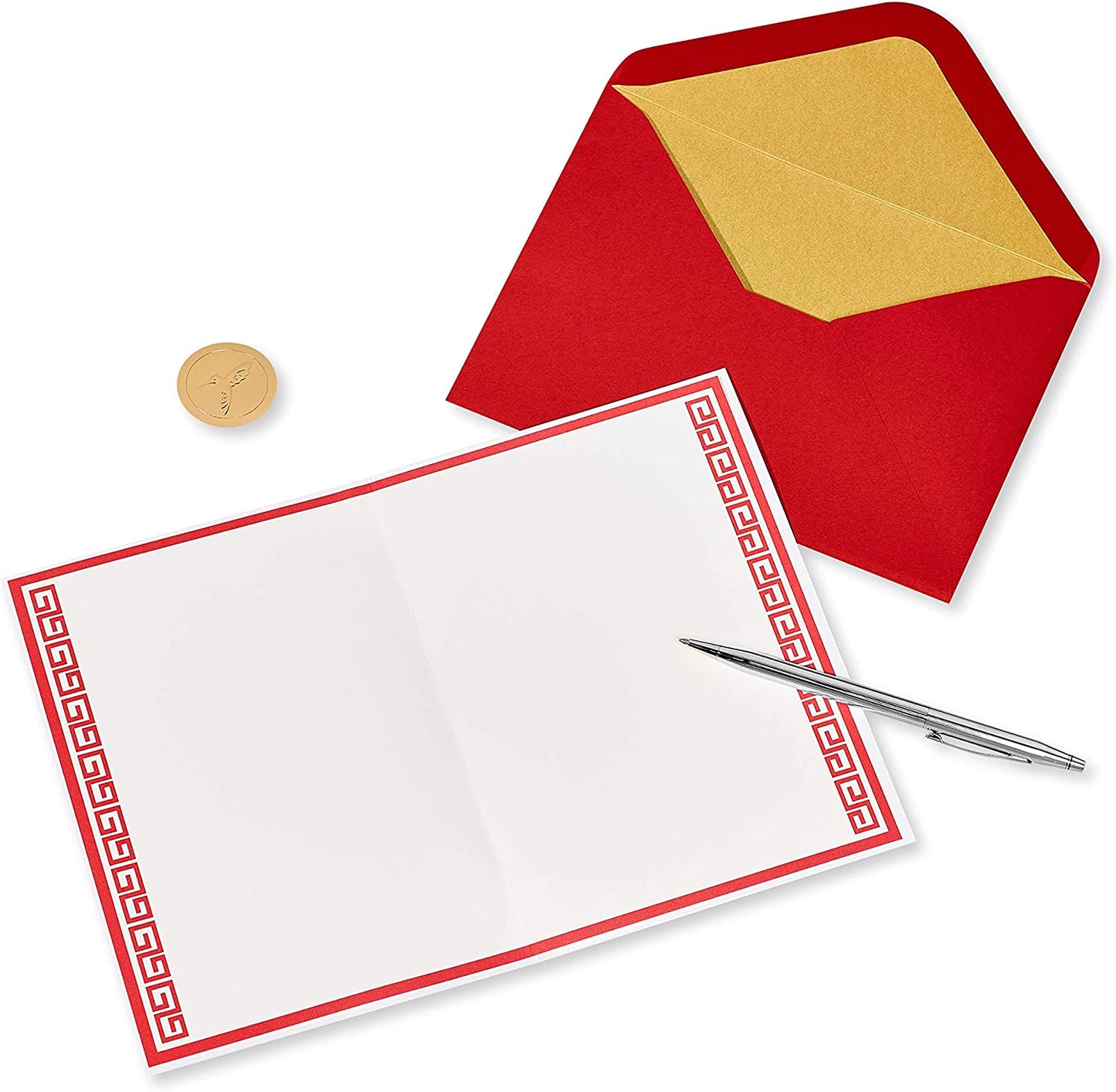 Papyrus Blank Card (Red & Gold)