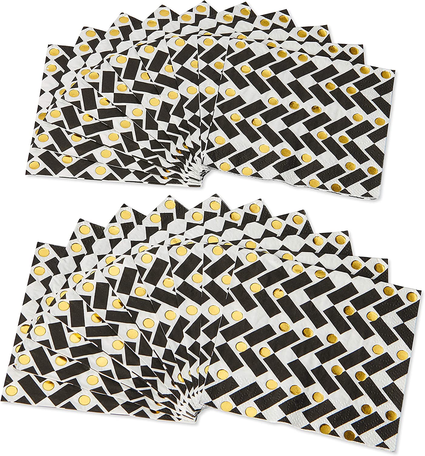 Papyrus Beverage Napkins, Black & Gold Rush (20-Count)