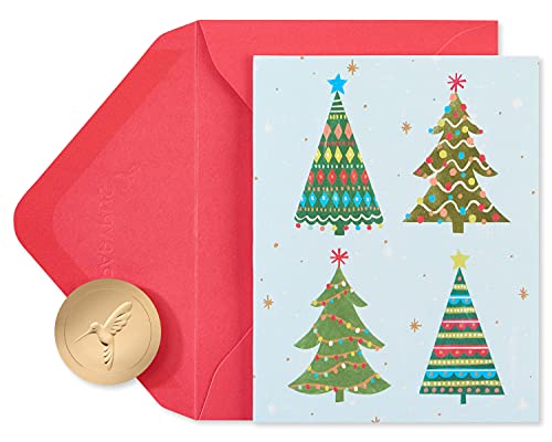 Papyrus Christmas Cards Boxed with Envelopes, Joyful Celebration, Christmas Trees (20-Count)