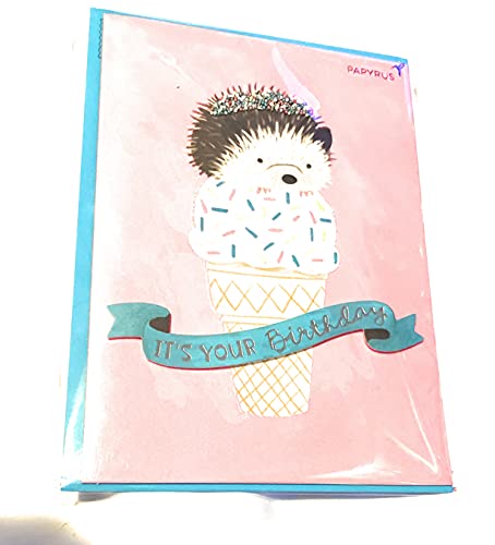 Papyrus, Hedgehog Icecream, Birthday Card 1 Count