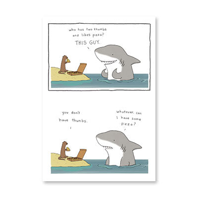 PIZZA SHARK BIRTHDAY CARD BY RPG