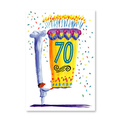 CHEF HOLDING BIG CAKE BIRTHDAY CARD BY RPG