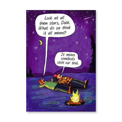SOMEBODY STOLE TENT BIRTHDAY CARD BY RPG