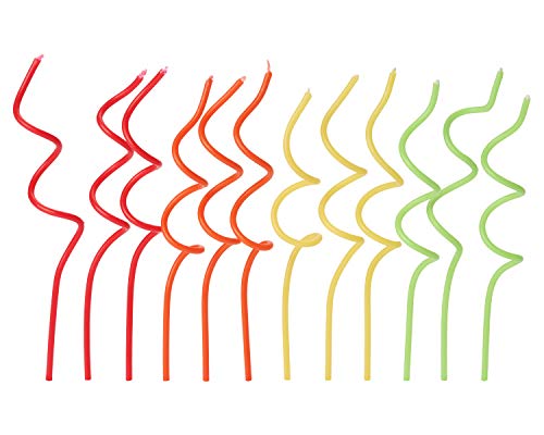 Papyrus Birthday Candles, Green, Yellow, Orange & Red Swirl (12-Count)