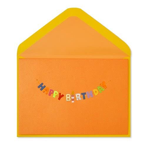PAPYRUS Birthday Card Handmade Happy Birthday Banner on Orange