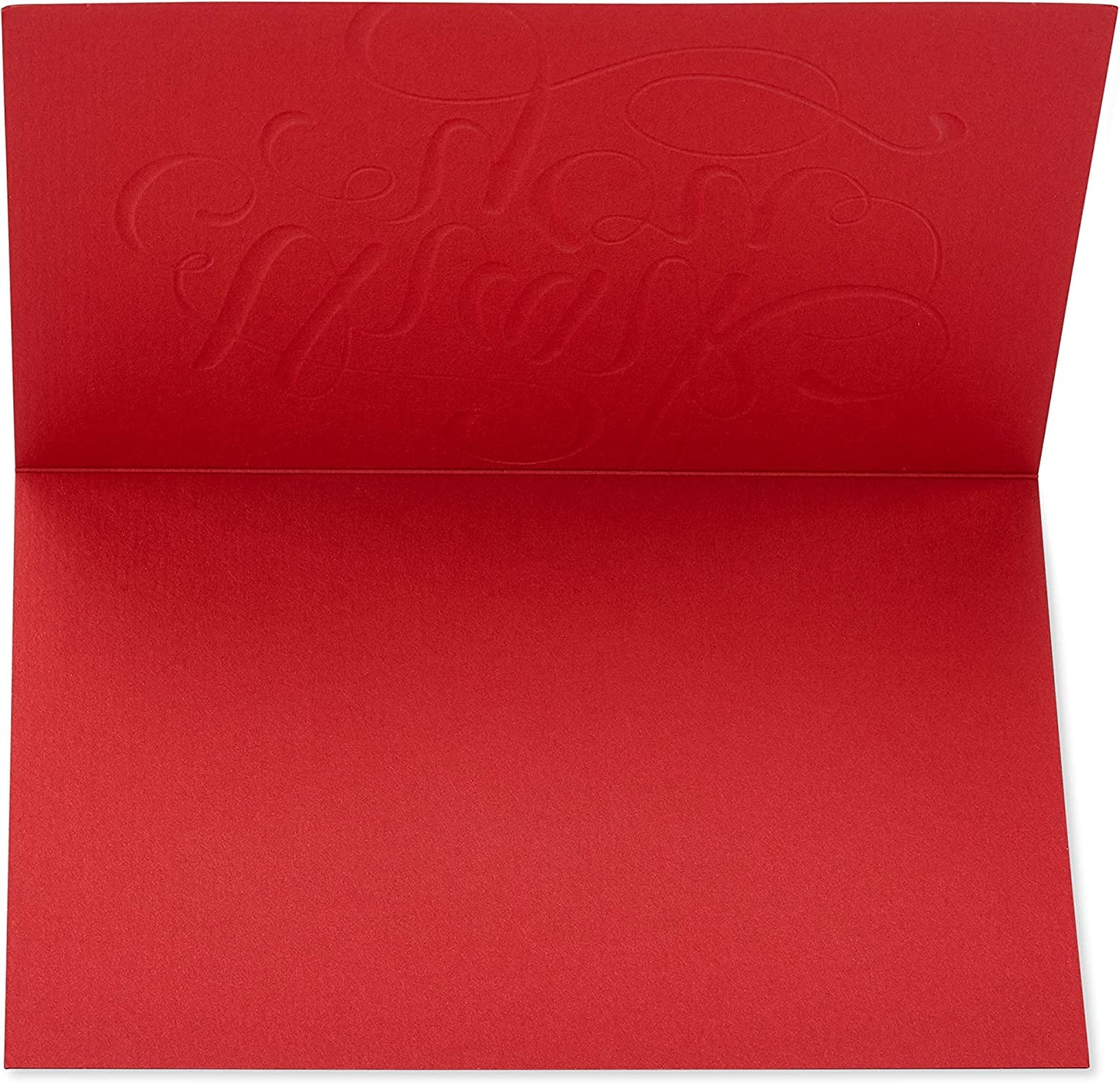 Papyrus Blank Holiday Thank You Cards Boxed with Envelopes, Blank Red and Gold (12-Count)