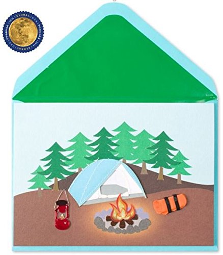 Papyrus Handmade Tent & Camping Scene Father's Day Card for Any Dad with Forever Global Moon Stamp Bundle - Happy Trails to you on Father's Day!