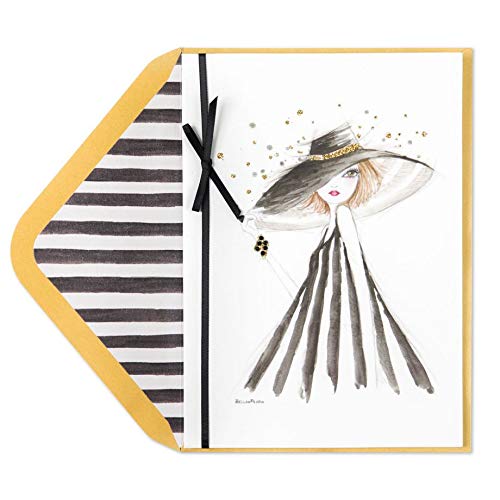 Papyrus Fashion Girl in Black Hat Blank Greeting Card.