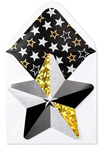 Papyrus Graduation Cards Shine Like A Star Gold Silver Black Die-Cut, 1 Each Whlsl Cards, 1 EA