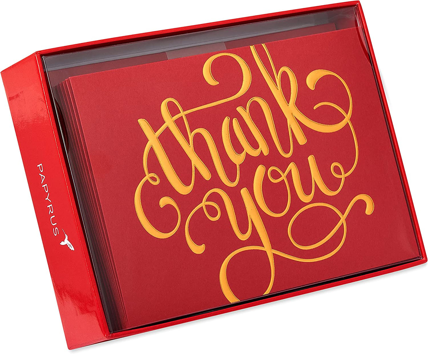 Papyrus Blank Holiday Thank You Cards Boxed with Envelopes, Blank Red and Gold (12-Count)