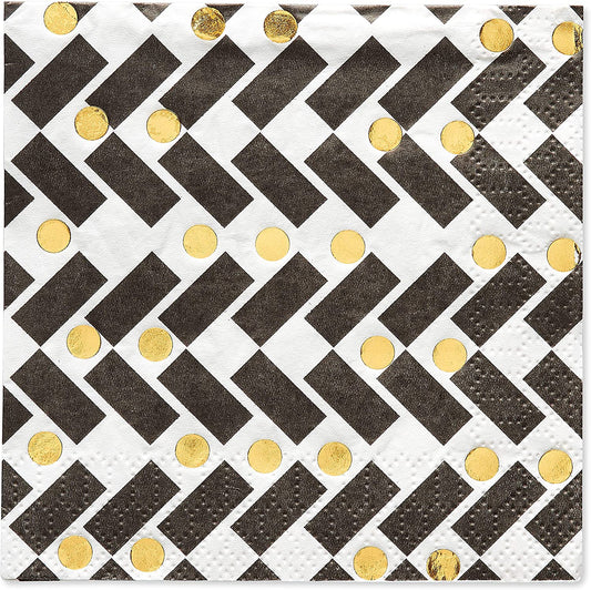 Papyrus Beverage Napkins, Black & Gold Rush (20-Count)
