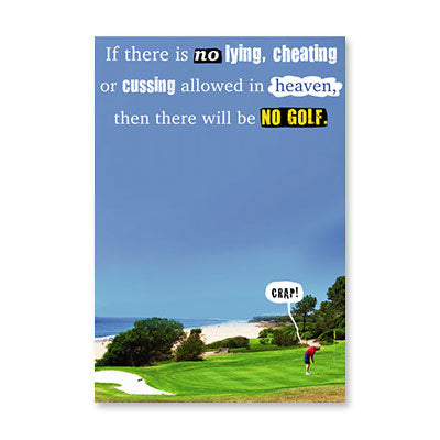 GUY GOLFING ON BEACH BIRTHDAY CARD BY RPG