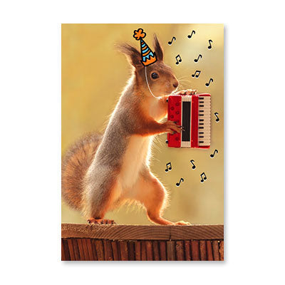 SQUIRREL CELEBRATE ACCORDIONLY BIRTHDAY CARD BY RPG