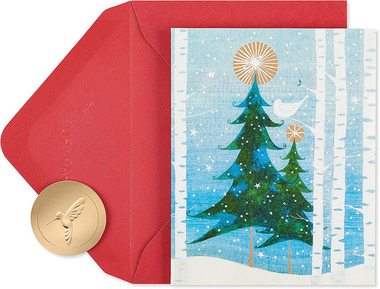 Papyrus Christmas Cards Boxed with Envelopes, Peace and Happiness, Glitter-Free Snowbird (20-Count)