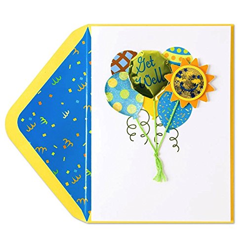 Papyrus Get Well Card Green & Blue Cheery Balloons, 1 Each