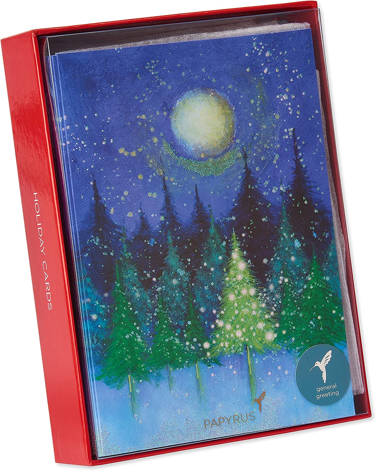 Papyrus Holiday Cards Boxed with Envelopes, Wonder, Joy, and Peace of the Season, Holiday Tree (14-Count)
