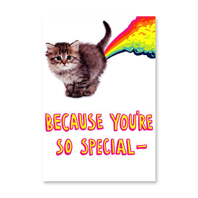 KITTEN FARTING RAINBOW BIRTHDAY CARD BY RPG