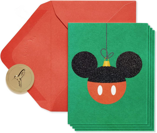 Papyrus Disney Christmas Cards Boxed with Envelopes, Happiest and Merriest, Mickey Mouse Ornament (20-Count)