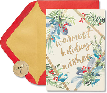 Papyrus Holiday Cards Boxed with Envelopes, To A Wonderful Season, Warmest Holiday Wishes (14-Count)