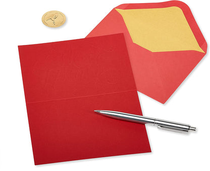 Papyrus Blank Holiday Thank You Cards Boxed with Envelopes, Blank Red and Gold (12-Count)