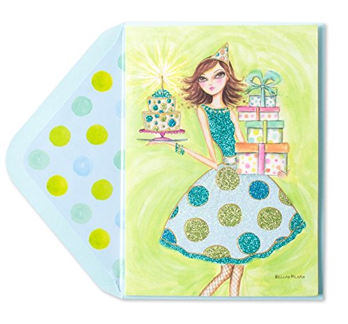 Papyrus by Bella Pilar Girl in Polka Dot Dress Birthday Card, 1 Each