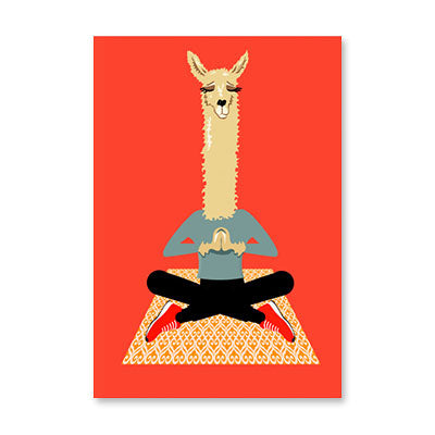 LLAMA DOING YOGA BIRTHDAY CARD BY RPG