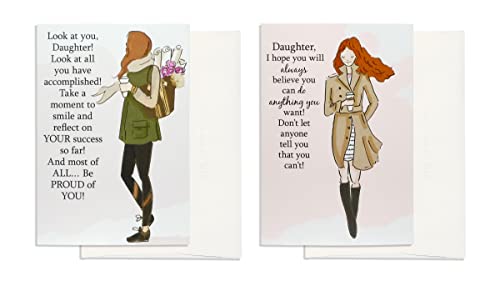 Blue Mountain Arts Daughter Card Assortment from Heather Stillufsen—2 Unique Cards with Words of Encouragement for an Amazing Daughter from a Mom or Dad