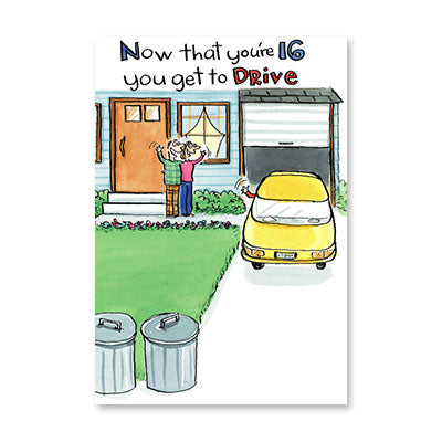 DRIVE PARENTS CRAZY BIRTHDAY CARD BY RPG