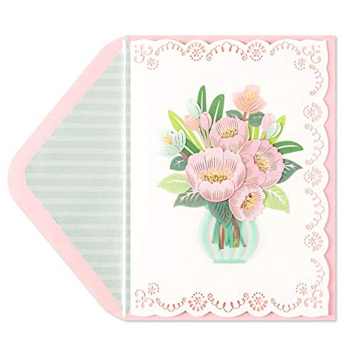 Papyrus Laser-Cut Pink Flowers in Vase Birthday Card