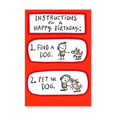 BIRTHDAY INSTRUCTIONS DOG BIRTHDAY CARD BY RPG