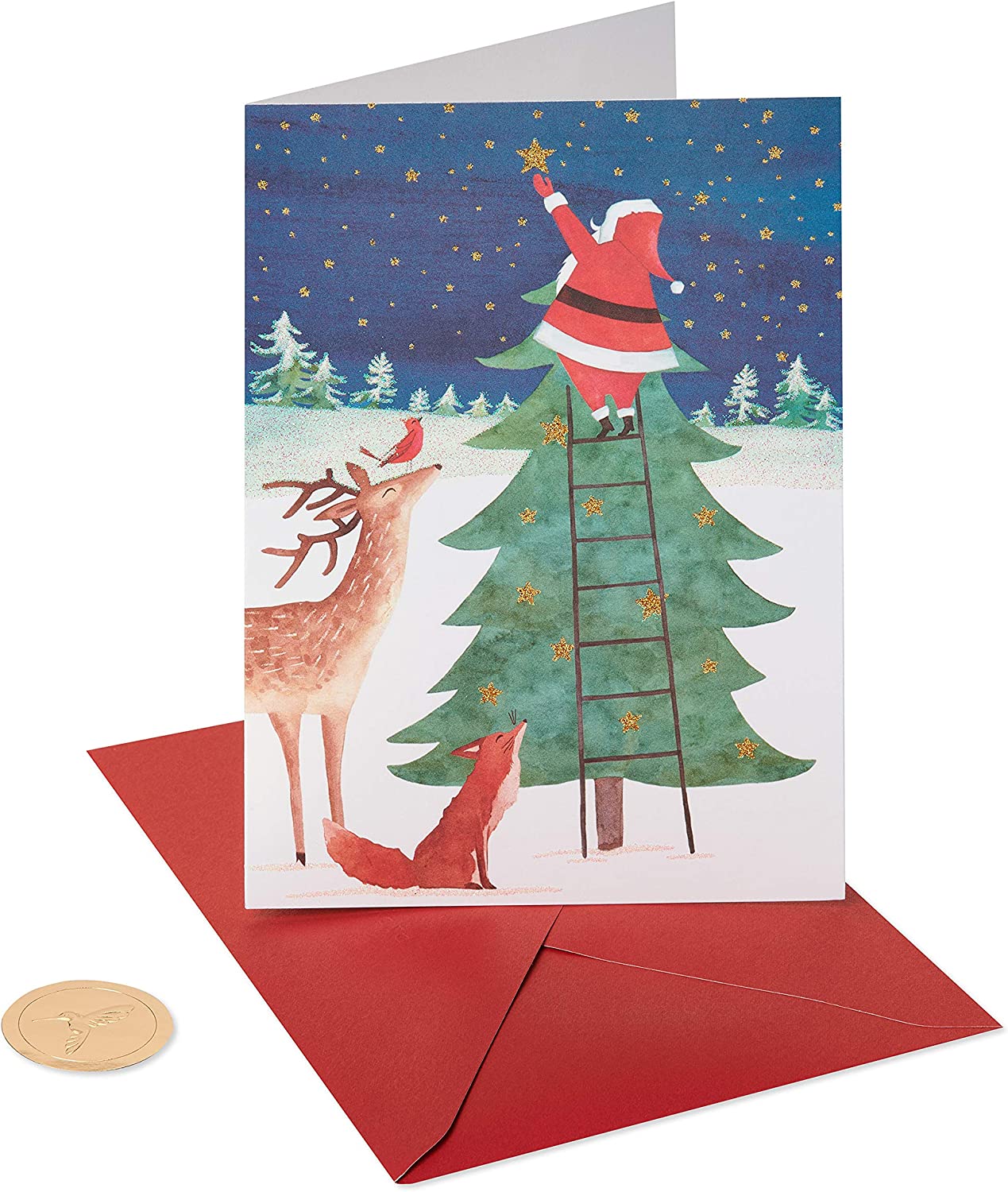 Papyrus Christmas Cards Boxed with Envelopes, Joy and Wonder of Christmas, Santa Scene (14-Count)