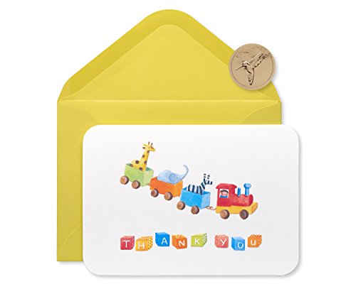 Papyrus Baby Thank You Cards with Envelopes, Toy Train (12-Count)