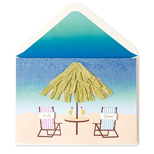 Papyrus Bride and Groom Beach Chairs Elegant Embellished Wedding Greeting Card