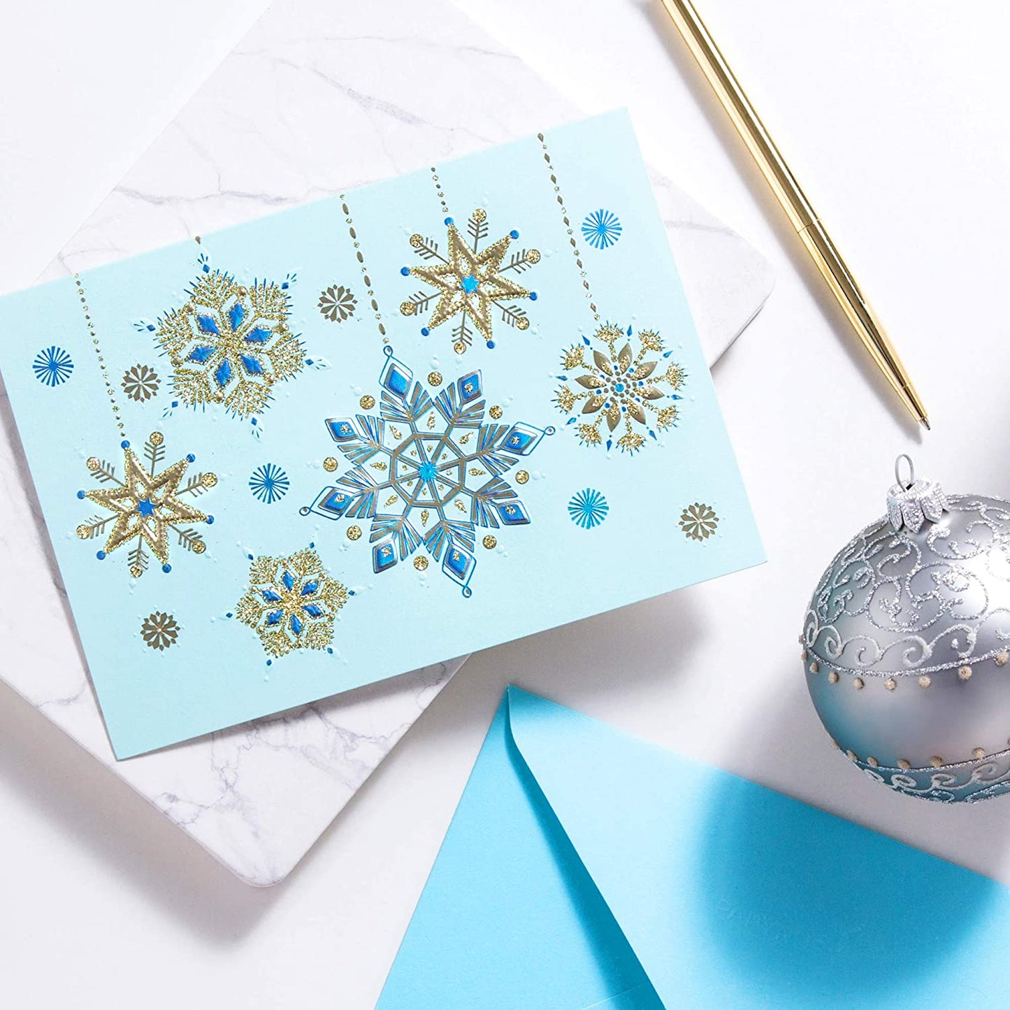 Papyrus Holiday Cards Boxed with Envelopes, Splendor of the Season, Glitter-Free Snowflakes (12-Count)