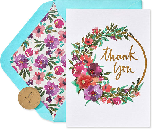 Papyrus Blank Thank You Card (Painterly Wreath)