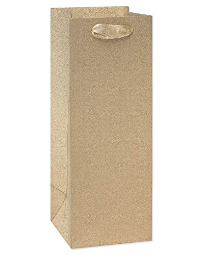 Papyrus Beverage Gift Bag, Gold Glitter, 1-Count