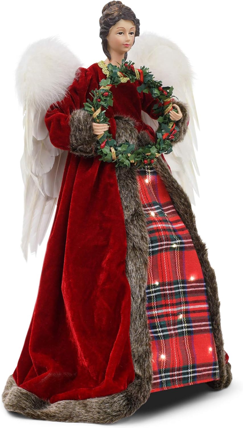 Roman 133586 Led Angel Tree Topper Plaid, 18 inch, Multicolor