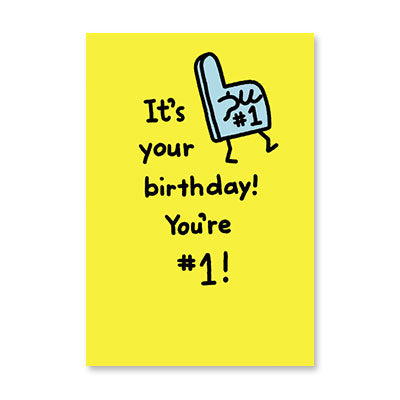 FOAM HAND YELLOW BKGRND BIRTHDAY CARD BY RPG