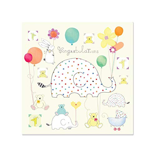 Papyrus Welcome New Baby Card with Polka Dots Elephant